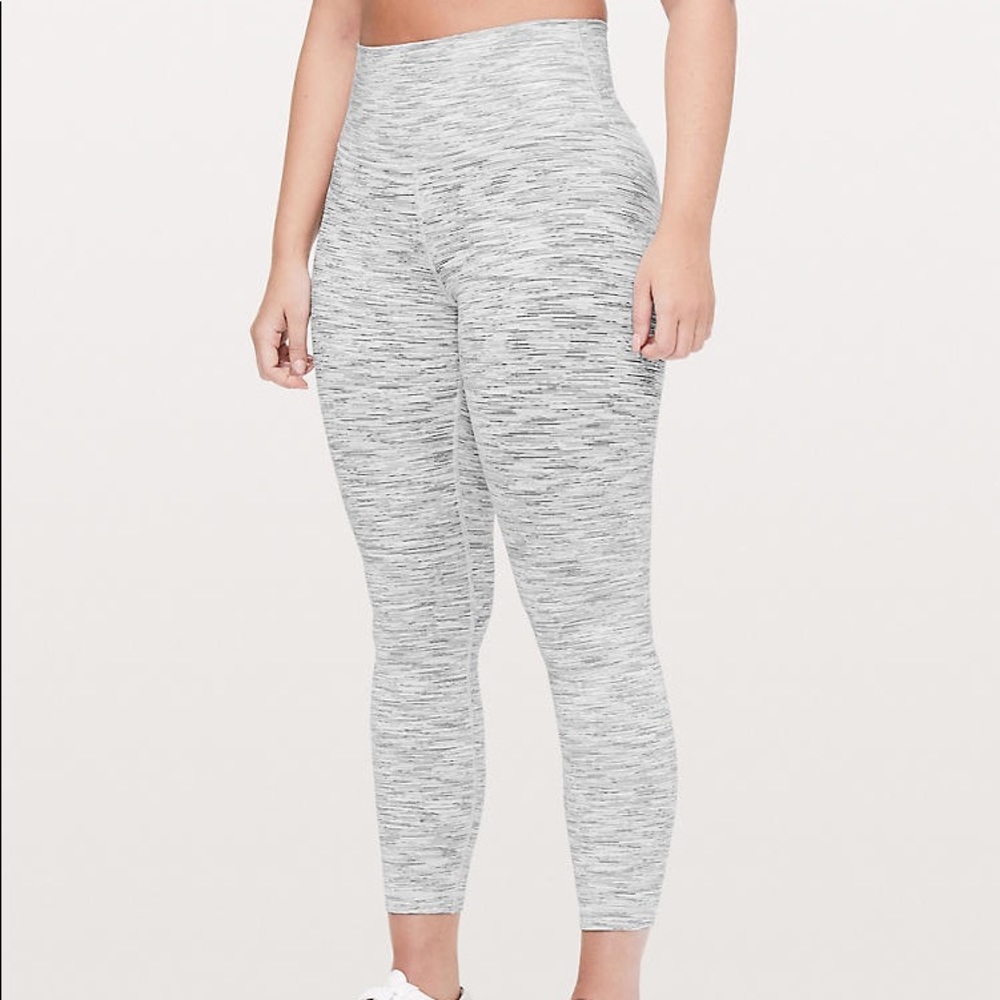 White and Gray Striped Lulu Leggins